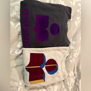 Isabel Marant Sweatshirt Duo - Black with Purple and Gray with Multicolor